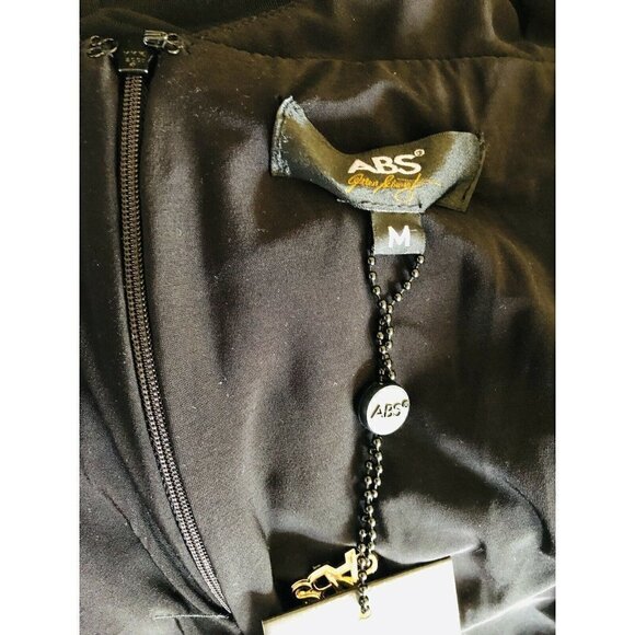 A.B.S. By Allen Schwartz Black Jersey Halter cape Sleeve Maxi Dress size M - Picture 6 of 12